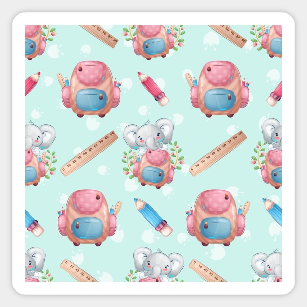 Cute Elephant Animal Pattern Sticker by jodotodesign